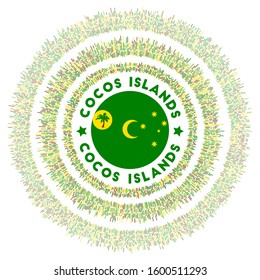 Cocos Islands symbol. Radiant country flag with colorful rays. Shiny sunburst with Cocos Islands flag. Neat vector illustration.