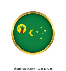 Cocos (Keeling) Islands flag button, Golden on a white background,flag of Cocos (Keeling) Islands Round badge or icon isolated. Vector illustration.