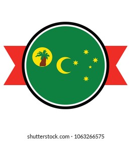 Cocos (Keeling) Islands flag in glossy round button of icon. flag logo of Cocos (Keeling) Islands emblem isolated on white background.