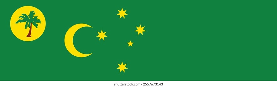 Cocos (Keeling) Islands flag long banner digital vector illustration