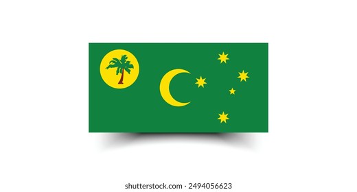 Cocos (Keeling) Islands flag. The official ratio. Flag icon. Standard color. Standard size. A rectangular flag. Computer illustration. Digital illustration. Vector illustration.