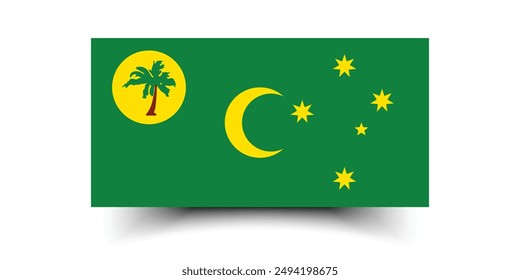 Cocos (Keeling) Islands flag. The official ratio. Flag icon. Standard color. Standard size. A rectangular flag. Computer illustration. Digital illustration. Vector illustration.