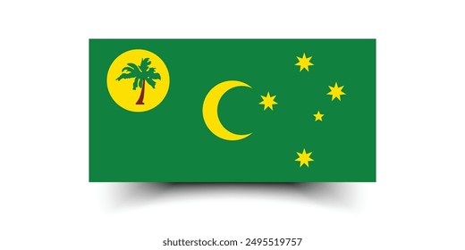 Cocos (Keeling) Islands flag. The official ratio. Flag icon. Standard color. Standard size. A rectangular flag. Computer illustration. Digital illustration. Vector illustration.