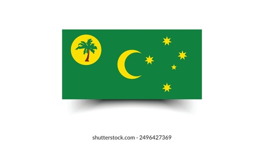 Cocos (Keeling) Islands flag. The official ratio. Flag icon. Standard color. Standard size. A rectangular flag. Computer illustration. Digital illustration. Vector illustration.