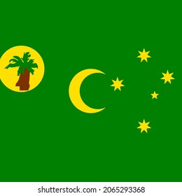 Cocos or Keeling Islands Flat Square Country Flag Icon