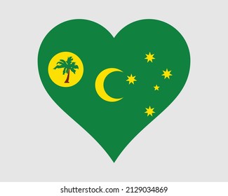 Cocos (Keeling) Islands Heart Flag. Cocos Keeling Island Love Shape Flag. Australian External Territory of Australia Banner Icon Sign Symbol Clipart. EPS Vector Illustration. svg