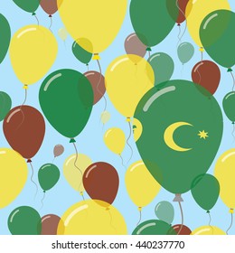 Cocos (Keeling) Islands National Day Flat Seamless Pattern. Flying Celebration Balloons in Colors of Cocos Islander Flag. Cocos (Keeling) Islands Patriotic Background with Celebration Balloons.
