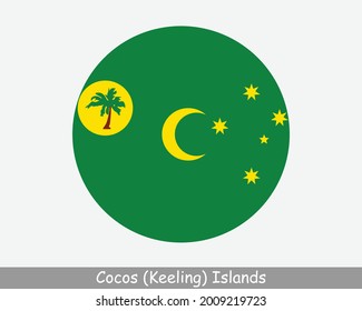 Cocos Keeling Islands Round Circle Flag. Australisches Territorium im Indischen Ozean, Außengebiet Australiens. Banner-Symbol für Circular Button. EPS-Vektorgrafik