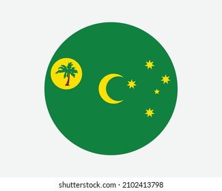 Cocos (Keeling) Islands Round Flag. Australian Cocos (Keeling) Islands Circle Flag. Externes Gebiet von Australien Circular Shape Button Banner. EPS-Vektorgrafik.