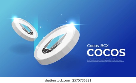 Cocos-BCX (COCOS) coin banner. COCOS coin cryptocurrency concept banner background.