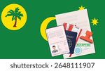 Cocos,Keeling Islands Passport and Travel Documents Illustration