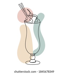 Coctail with a cream in a linear style.