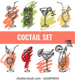 Coctail doodles set