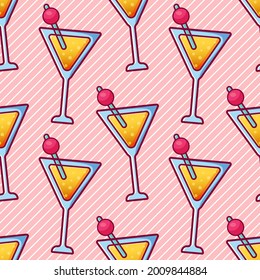 coctail drink seamless pattern vector illustration 