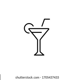Cóctel, vidrio martini simple de línea delgada ilustración vectorial