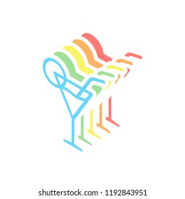 Coctail glass. Simple linear icon with thin outline. Stack of colorful isometric icons on white background