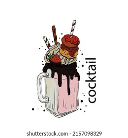 Coctail. Hand drawn colorfull coctail vector illustration