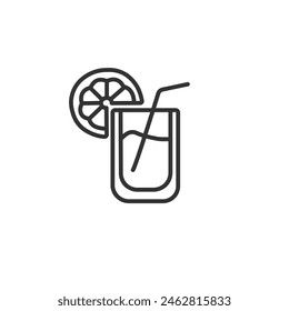 Coctail icon. Beach holidays simple icon.lemonade icon.Summer drink in a glass, drawn by hand. Vector illustration in doodle style.