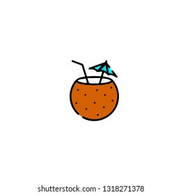 Coctail icon, flat design line art thin style, vector illustration. Festive carnivals in Brazil and Mardi Gras in Venice