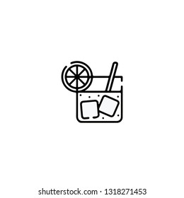 Coctail icon, flat design line art thin style, vector illustration. Festive carnivals in Brazil and Mardi Gras in Venice
