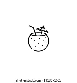 Coctail icon, flat design line art thin style, vector illustration. Festive carnivals in Brazil and Mardi Gras in Venice
