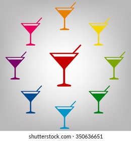 Coctail icon. Icons colorful set