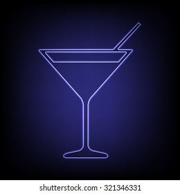 Coctail icon with neon effect