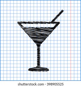 Coctail icon with pen effect