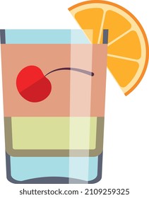 Icono de cóctel. Bebida refrescante con cerezo y naranja
