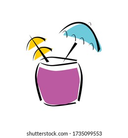 Coctail Icon Vector. Summer Alcoholic Drink. Holiday Beach Party Menu. Isolated Flat Cartoon Illustration