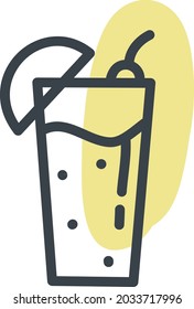 Coctail mit Zitrone, Illustration, Vektorgrafik, auf weißem Hintergrund.