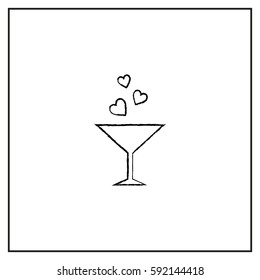 Coctail, Love Vector Icon.