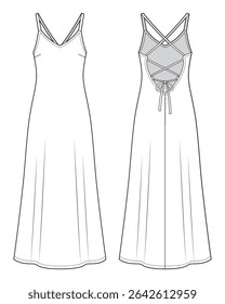 Coctail maxi dress with open back