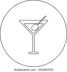 Cóctel con oliva, ilustración, vector sobre fondo blanco.