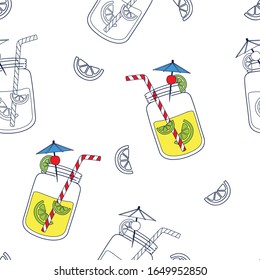 Coctail seamless pattern.Summer repeat print.Fun t-shirt design for kids.Vector illustration design for fashion fabrics, textile graphics, print.