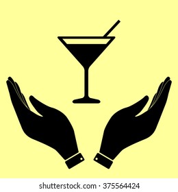 Coctail sign. Flat style icon vector illustration.
