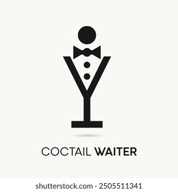 coctail waiter. coctail logo. waiter flat icon vector