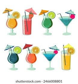 coctails set isolated on white background in flat stile vector illustration EPS 10