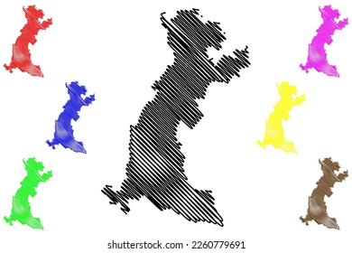 Cocula municipality (Free and Sovereign State of Guerrero, Mexico, United Mexican States) map vector illustration, scribble sketch Cocula map