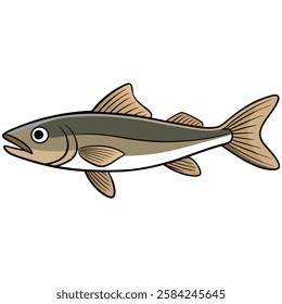 Cod fish isolated flat vector illustration on white background