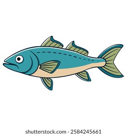 Cod fish isolated flat vector illustration on white background
