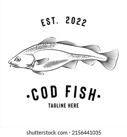 Cod Fish Logo, Company Logo Design Idea, Vector Illustration