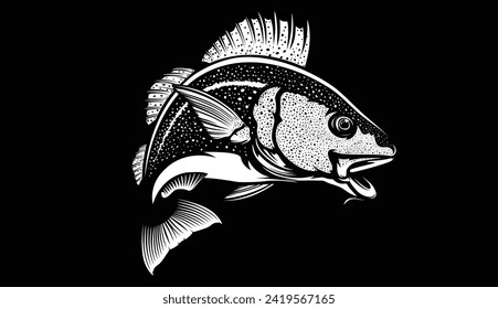 Logo für Kabeljau Kabeljaufisch-Emblem. Illustration zum Thema Fischerei. Fisch einzeln auf Weiß.