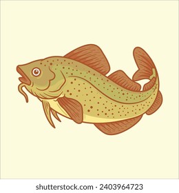 Cod fish mascot character cartoon illustration