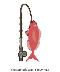 cod fish sealife food ocean fishing rod vector illustration eps 10