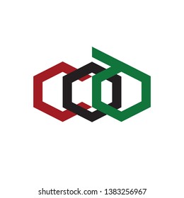COD initial symbol. The letter in the form of a hexagon. Can be used for a company brand...