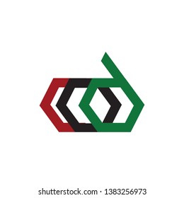 COD initial symbol. The letter in the form of a hexagon. Can be used for a company brand...