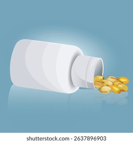 Cod liver oil out of bottle illustration