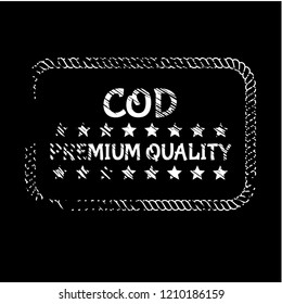 COD premium quality badge. premium quality package label. vintage stamp. designed for fishing
