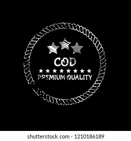 COD premium quality badge. premium quality package label. vintage stamp. designed for fishing